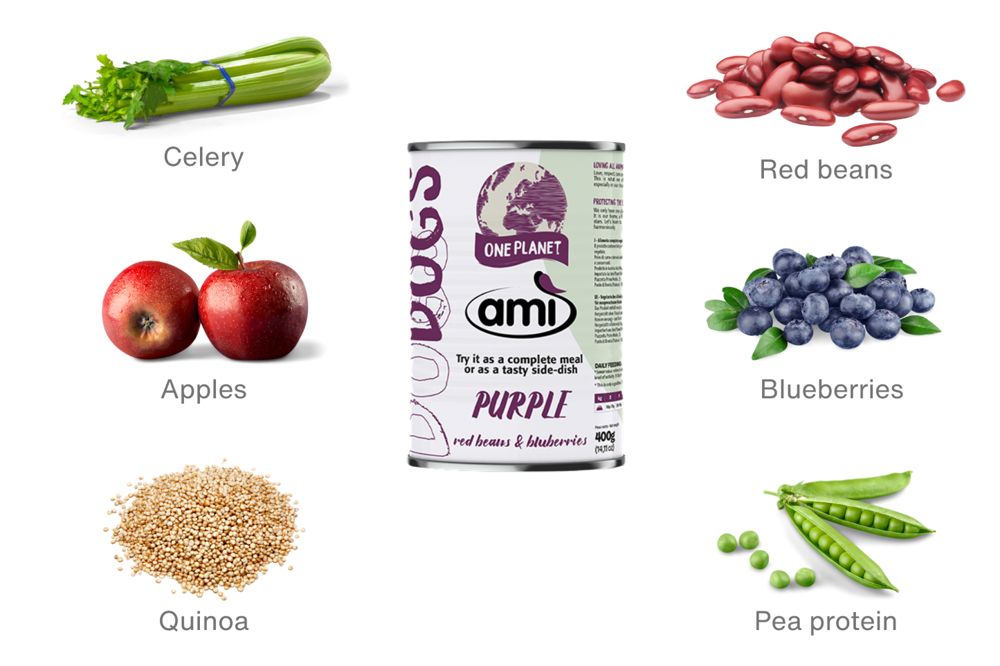 Ami Dog Wet Food ~ Red Beans & Blueberries (Purple)