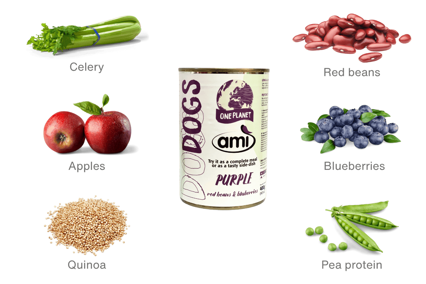 Ami Dog Wet Food ~ Red Beans & Blueberries (Purple)
